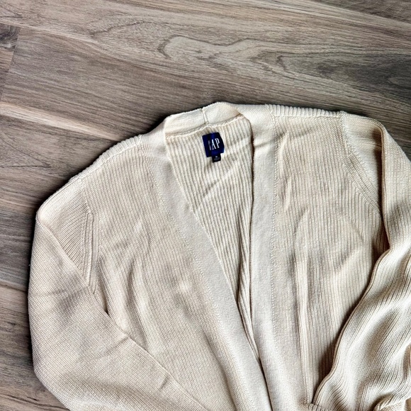 GAP Open-Front Ribbed Knit Cardigan Sweater in Oatmeal Gray – Size XL - Picture 3 of 15